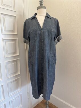 J. Jill Denim - Linen Blend Chambray Shirt Dress